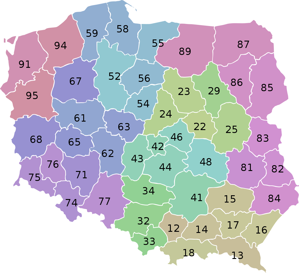 Tabela numerów kierunkowych w Polsce